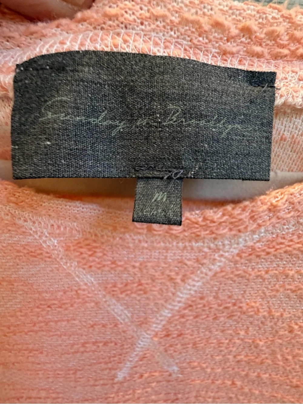 Anthropologie Sunday in Brooklyn lace hem sweater peach pull over top medium